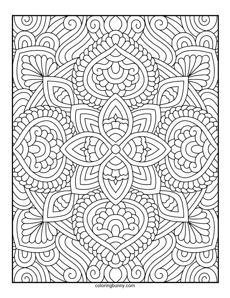 Intricate and Detailed Mandala Coloring Page for Adults