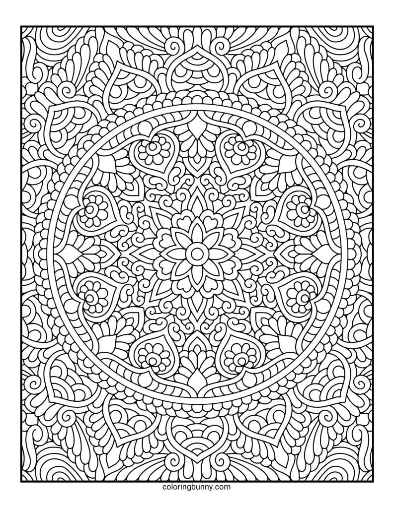 Intricate and Detailed Mandala Coloring Page for Adults