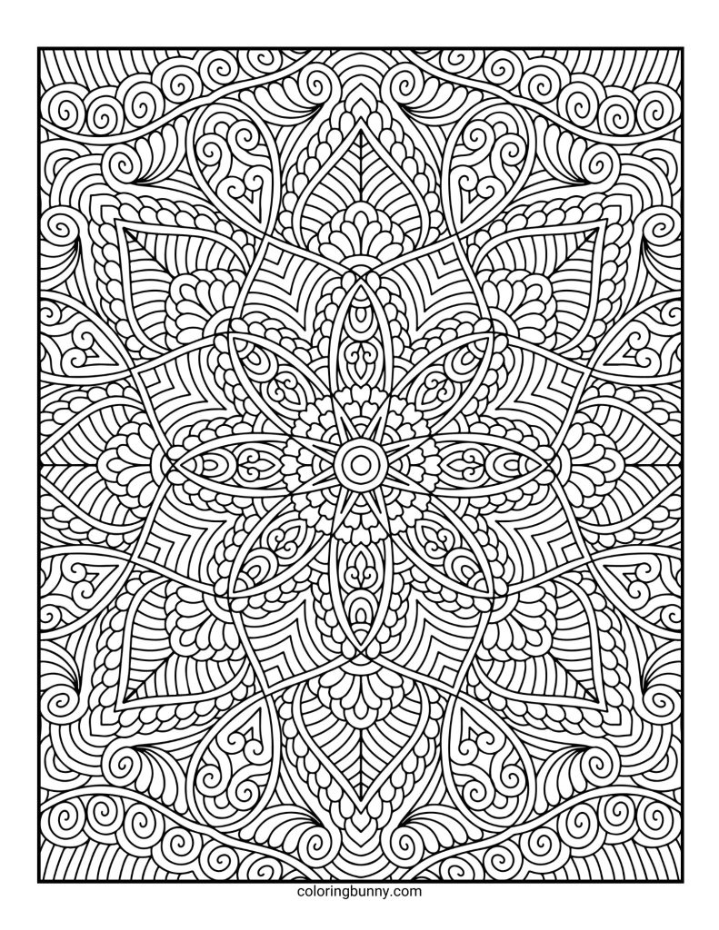 Intricate and Detailed Mandala Coloring Page for Adults