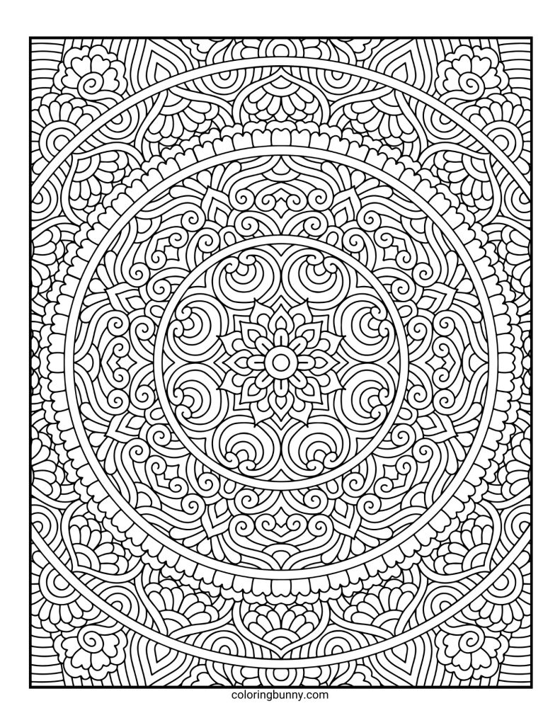 Intricate and Detailed Mandala Coloring Page for Adults