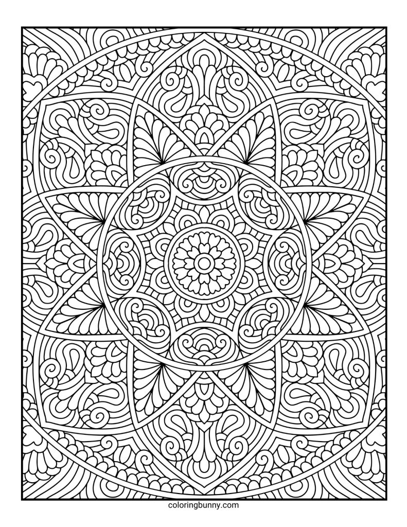 Intricate and Detailed Mandala Coloring Page for Adults