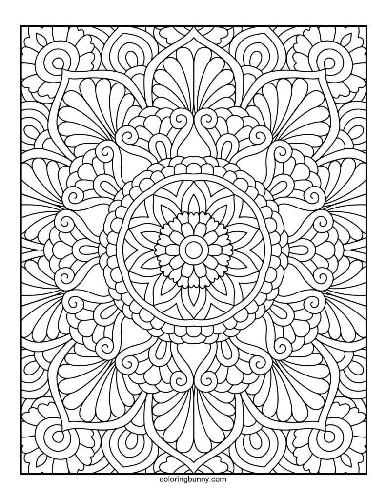 Intricate and Detailed Mandala Coloring Page for Adults