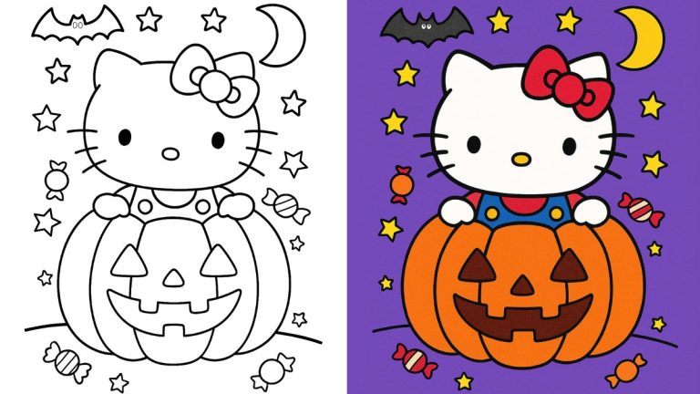 Hello Kitty Halloween Coloring Pages (34 Free Printable PDFs)