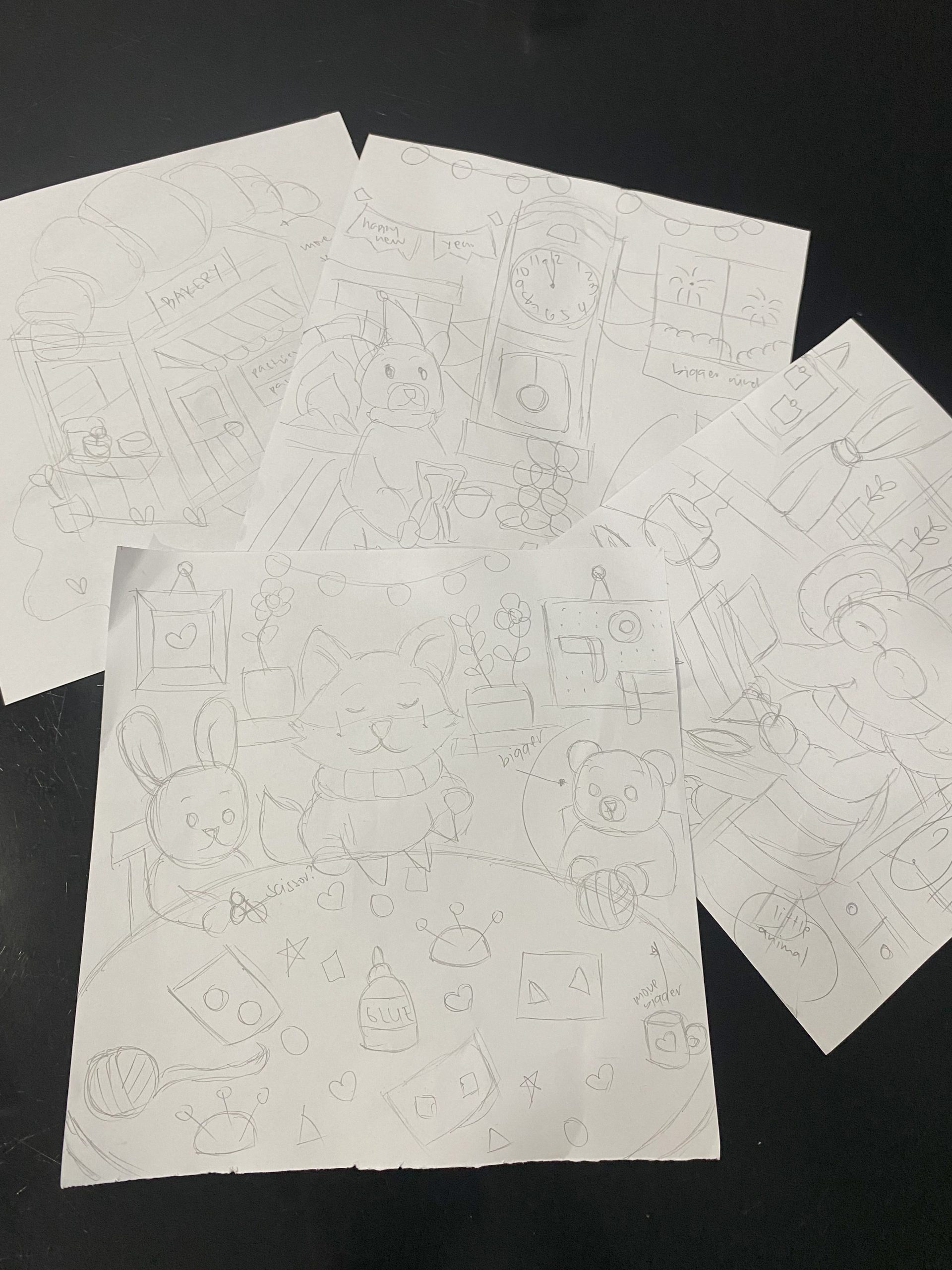 Initial Cozy Page Sketches