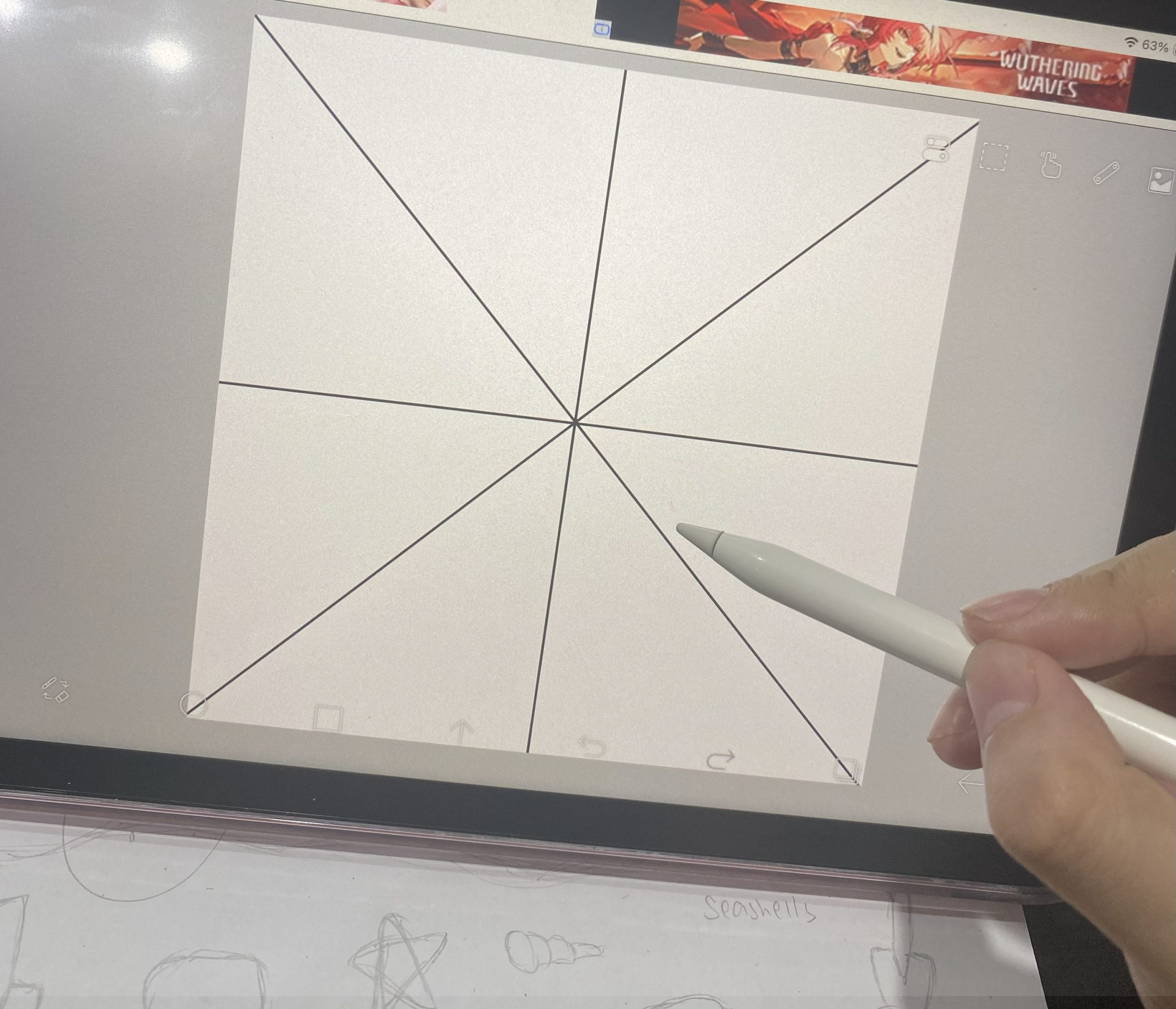 The grid I use on my iPad drawing app to help show where I should place my drawings