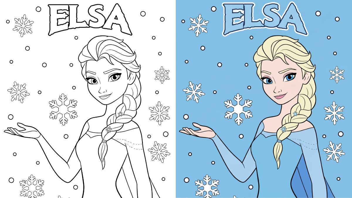 Frozen Coloring Pages with Elsa and Snowflakes