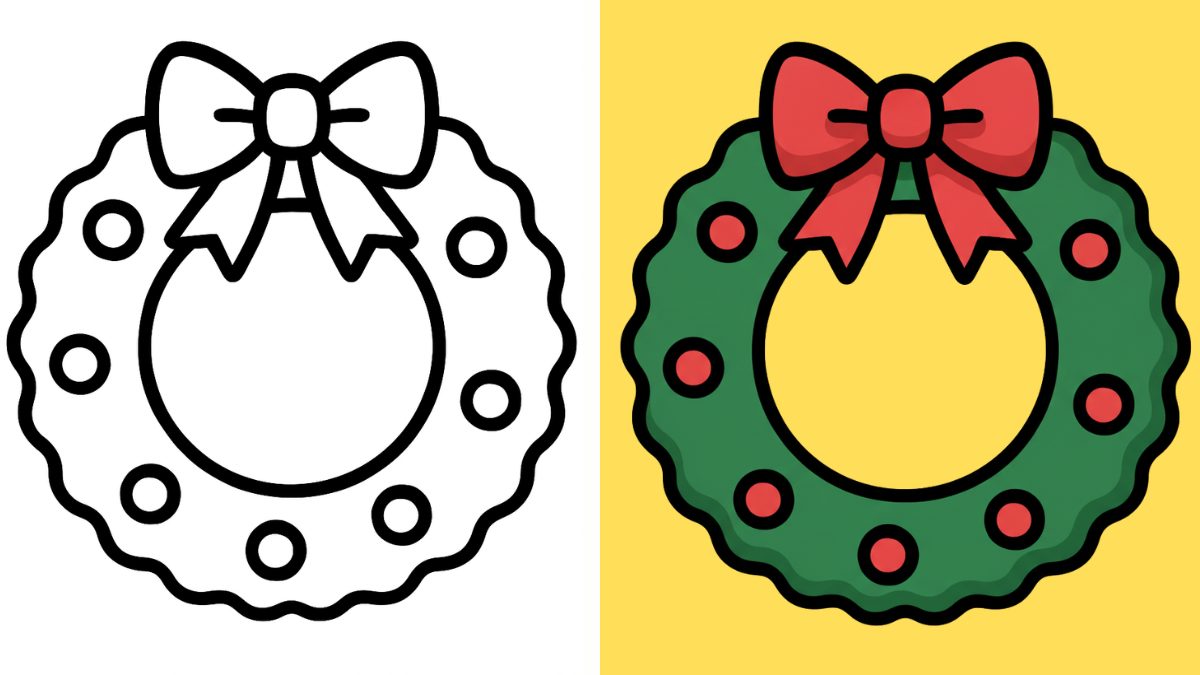 Bold and Easy Christmas Coloring Pages with a Simple Wreath