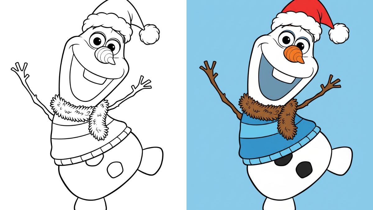 Disney Christmas Coloring Pages with Olaf from Frozen
