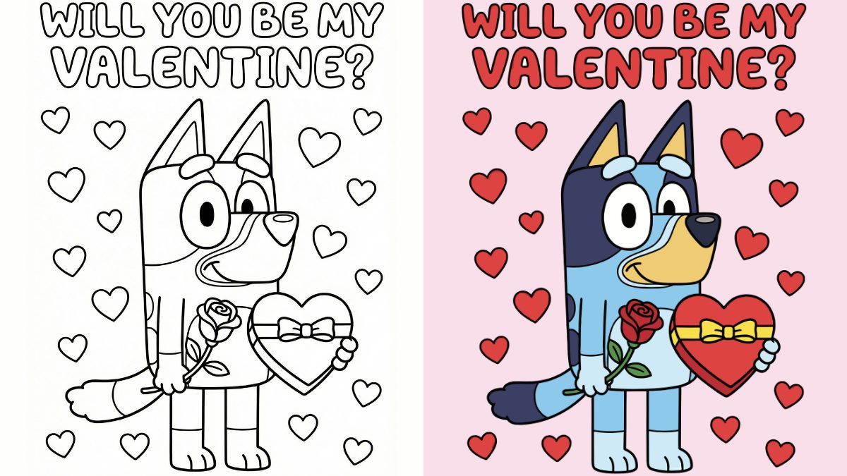 Bluey Valentine's Day Coloring Pages