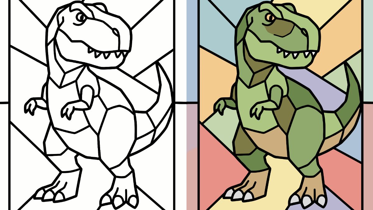 Dinosaur Coloring Pages with a T-Rex with bold simple outlines