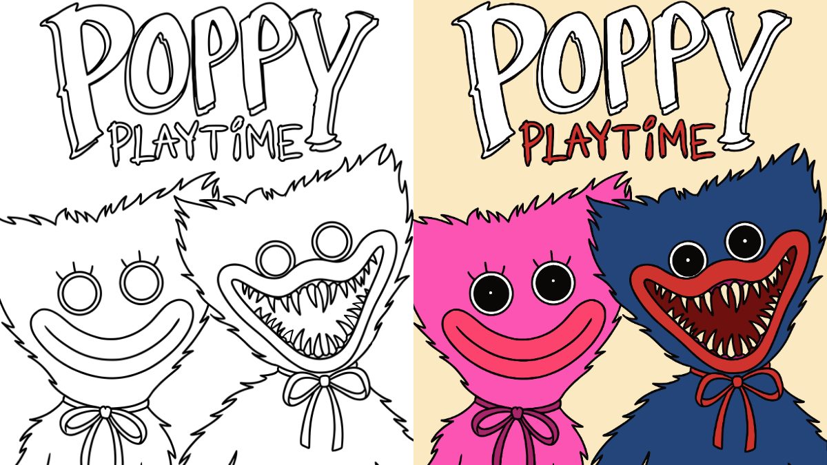 Poppy Playtime Coloring Pages with Huggy Wuggy and Kissy Missy