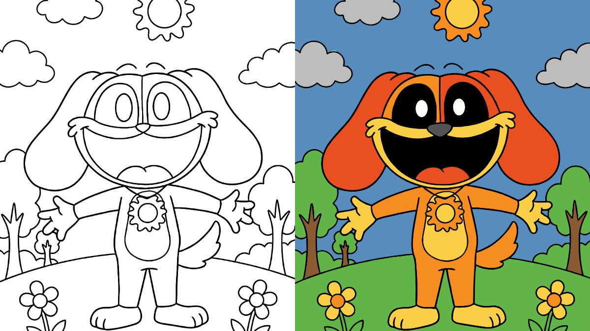 Smiling Critters Coloring Pages with DogDay