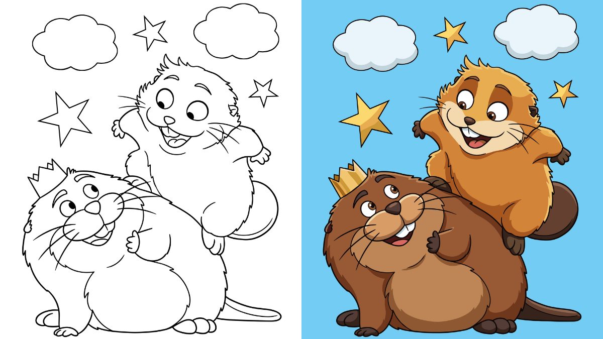 Hoppers Coloring Pages with King George and Mabel Beaver