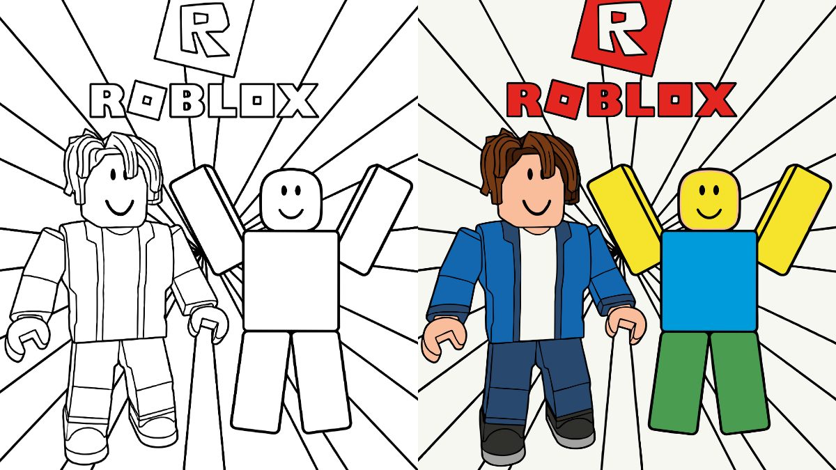 Roblox Coloring Pages with Bacon Hair Avatar and Noob Avatar