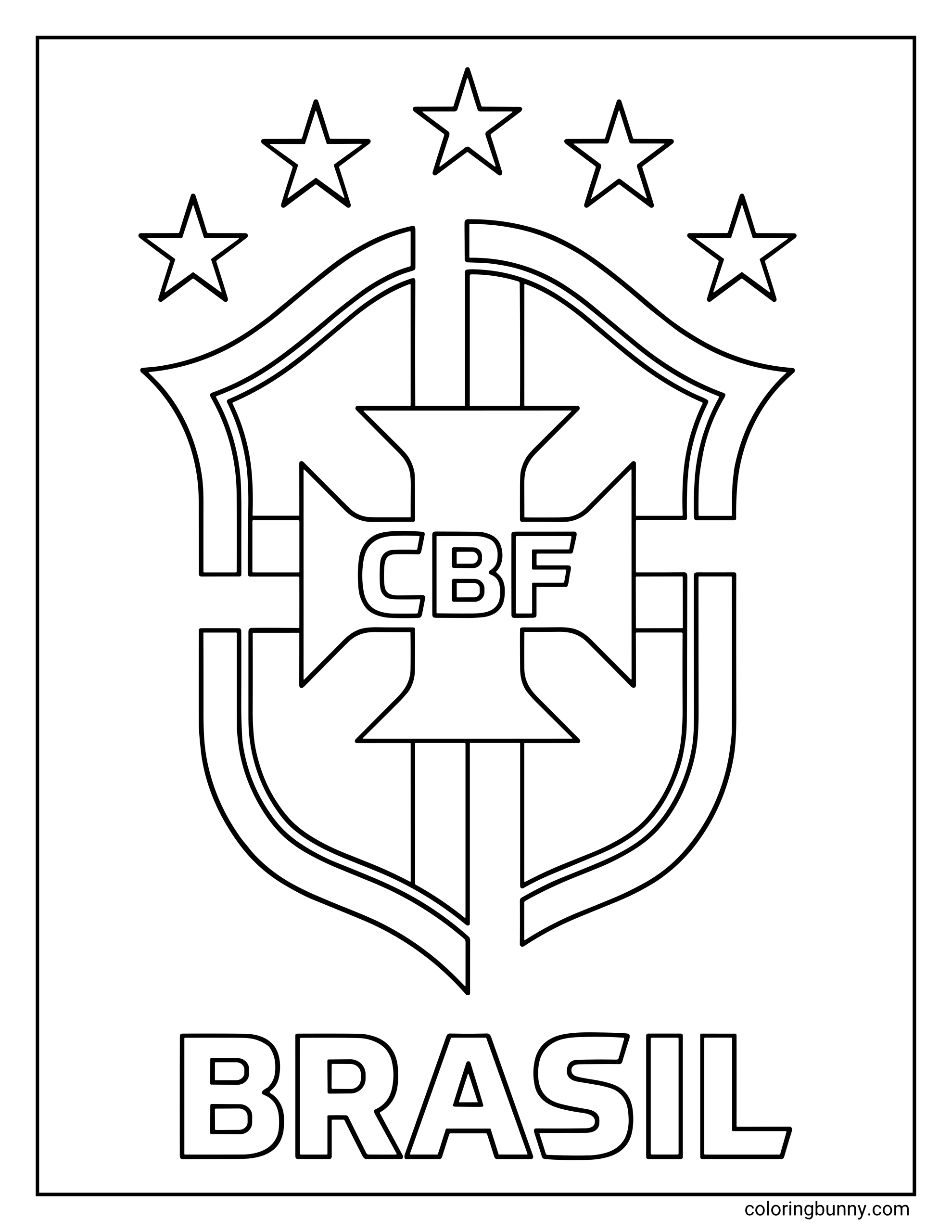 A World Cup 2026 coloring page featuring the Brazil national team crest.