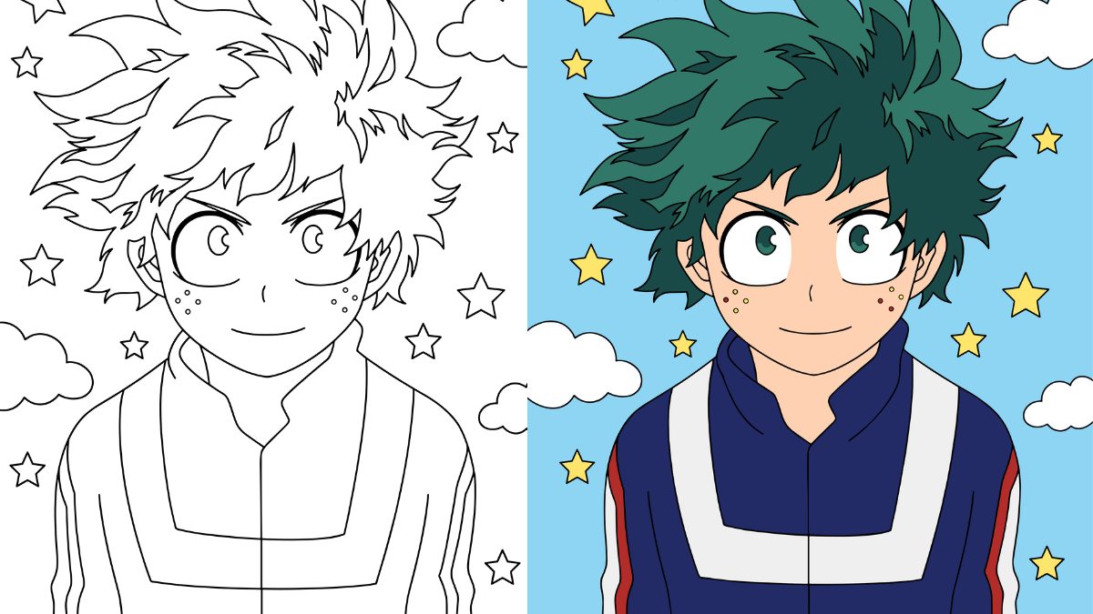 My Hero Academia Coloring Pages with Izuku Midoriya (Deku)