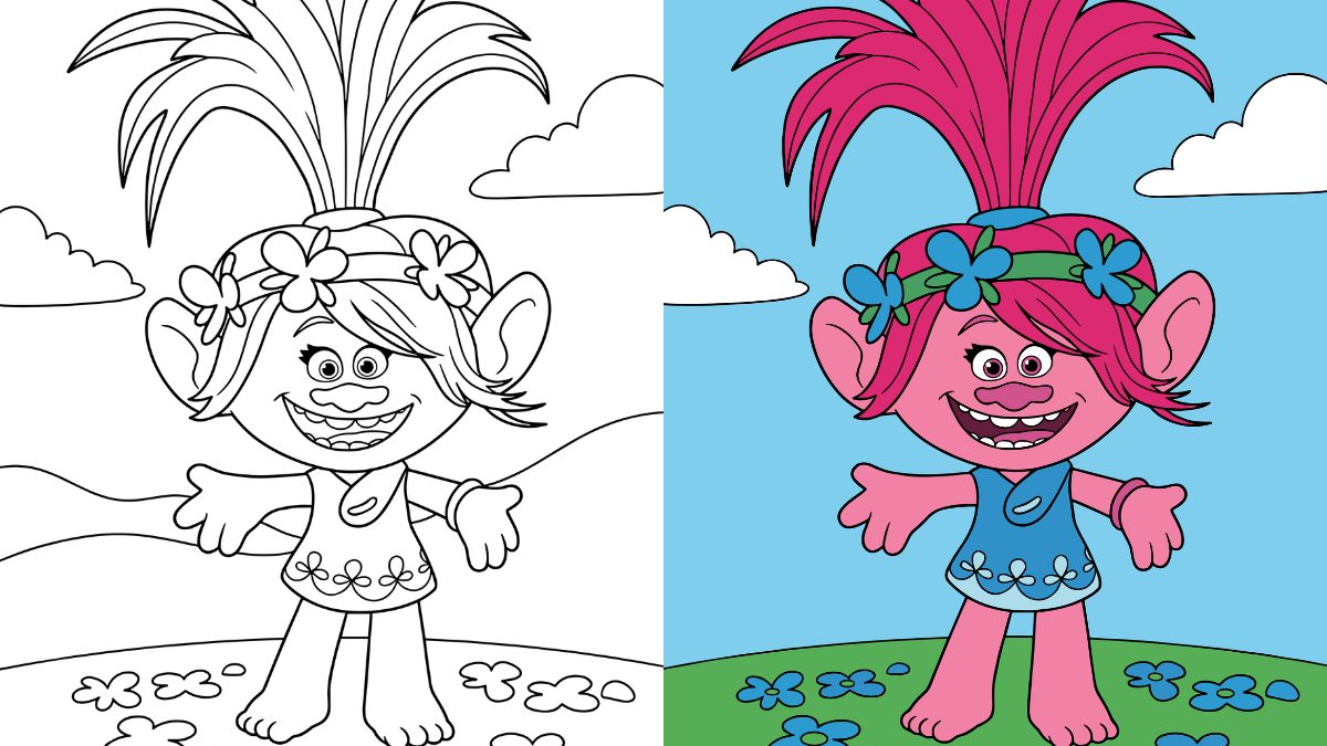 Trolls Coloring Pages with Princess Poppy