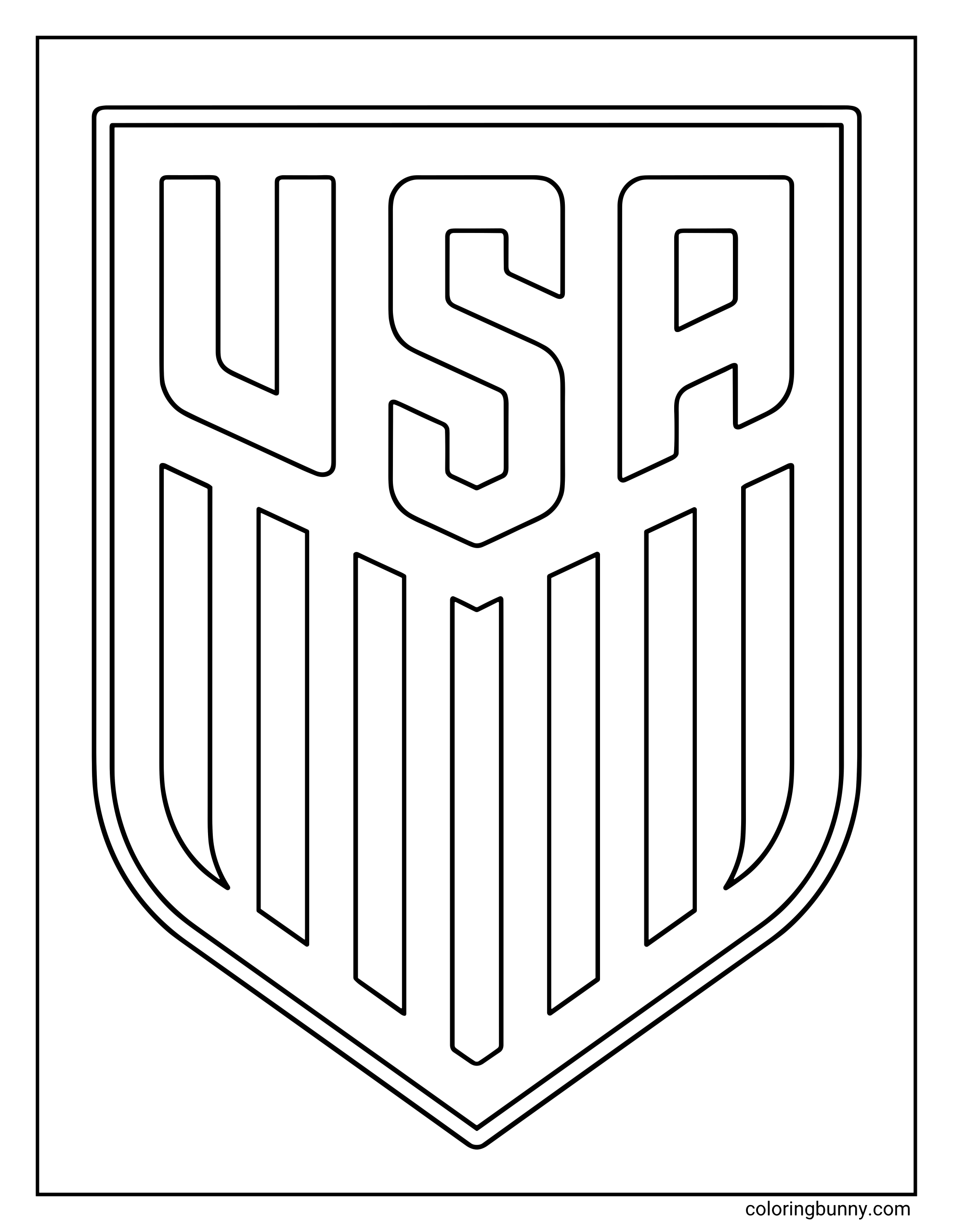 A World Cup 2026 coloring page featuring the United States national team crest.