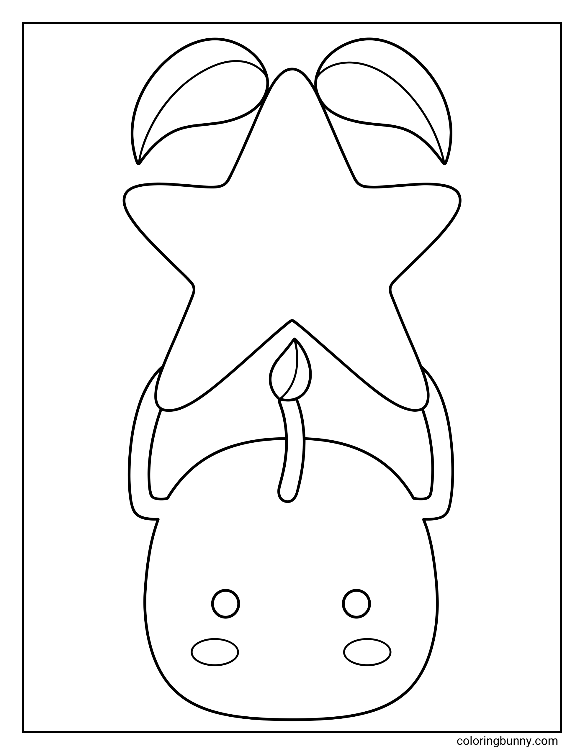 A Stardew Valley coloring page featuring a large, close-up view of a single cute Junimo holding a magical Stardrop fruit high above its head.