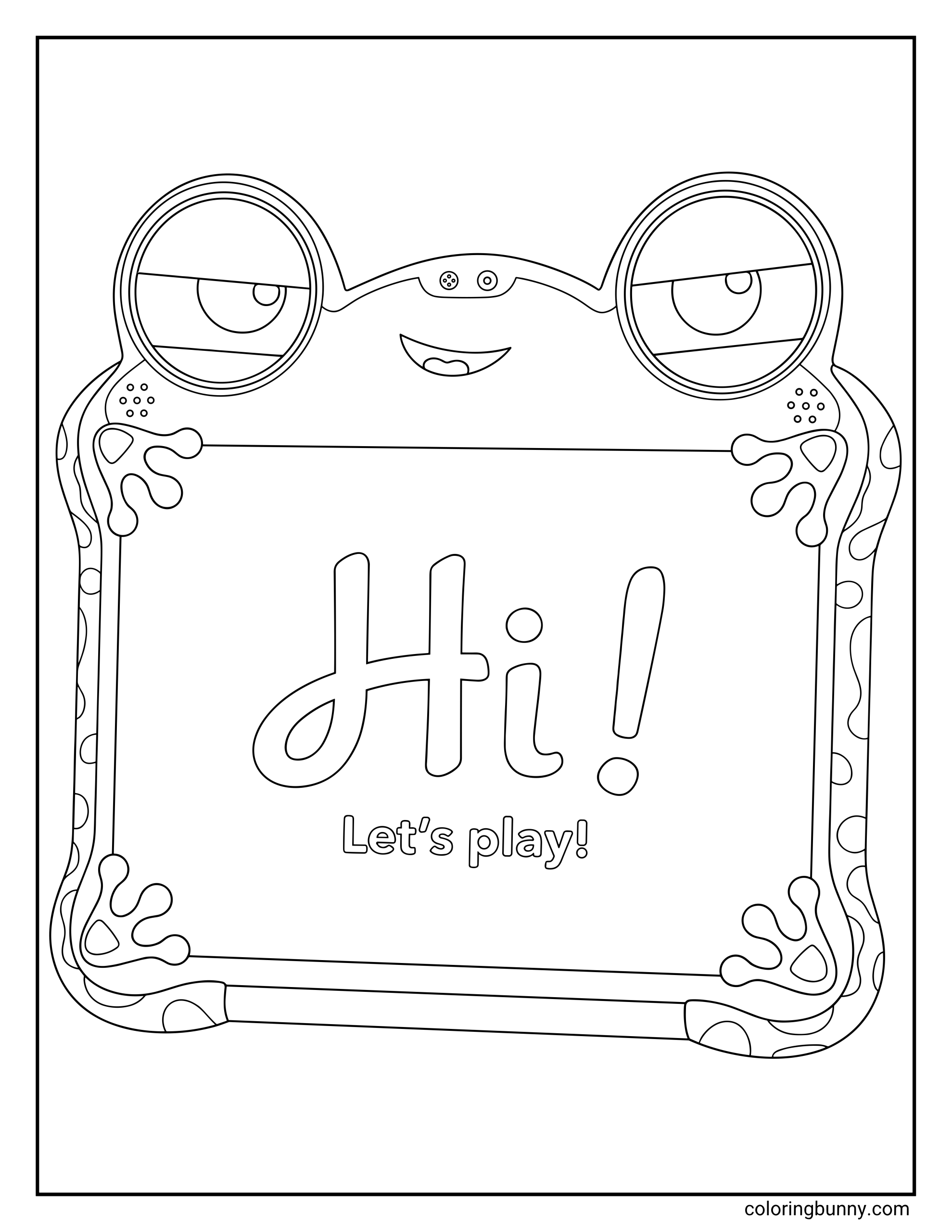 Coloring page of Lilypad from Toy Story 5 featuring a clean black and white outline drawing of the smart tablet toy character with patterned sides and a small camera lens details at the top.