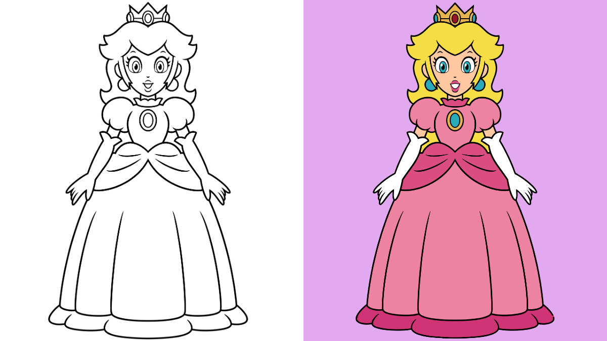 Princess Peach Coloring Pages