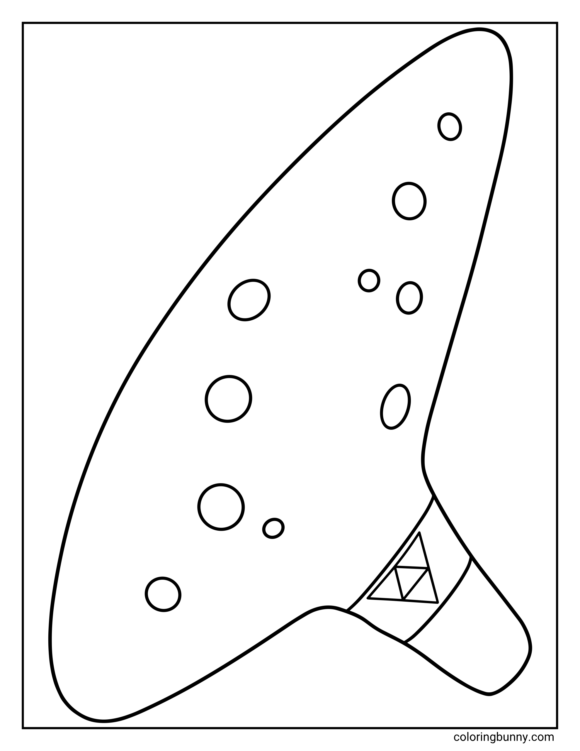 Zelda coloring page featuring the Ocarina of Time instrument with a smooth curved shape, multiple finger holes, and a Triforce symbol.